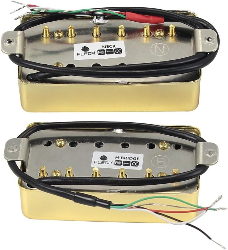 FLEOR Humbucker Pickup Ceramic Guitar Neck + Bridge Pickup Set Golden Fit LP Style Electric Guitar - Image 4